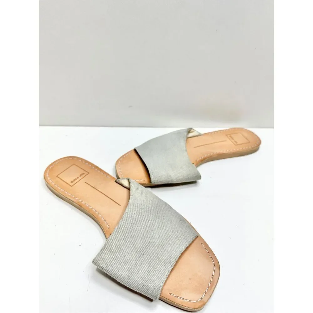 Dolce Vita Sandals Womens Size 8‎ Blue Denim Slip On Slides Open Toe